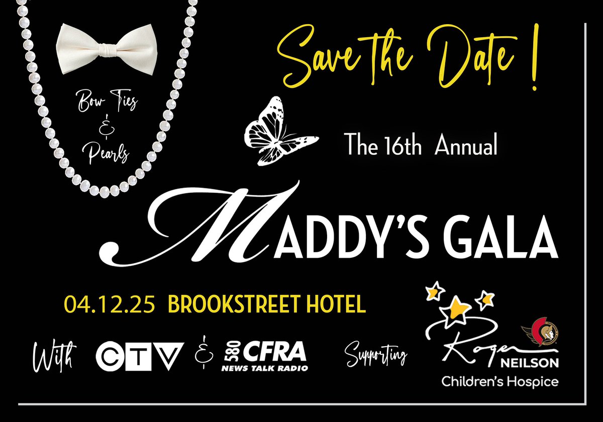 🚨NEW DATE🚨

Please note that Maddy’s Gala is now being held on SATURDAY APRIL 12th 2025!

Edit those calendars and we cannot wait to see you all at the Brookstreet Hotel!

#maddysgala #datechange #samevenue #updateyourcalendar