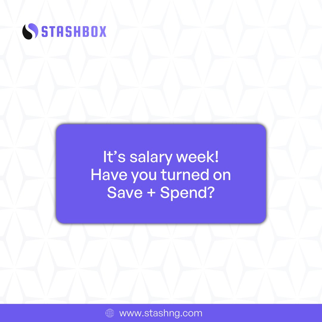 StashBox_ng's tweet photo. Salary week and the start of a new week! Have you activated your Save + Spend yet?”
#monday #newweek #new #save #spend #saveasyouspend https://t.co/2vtCq70XW8