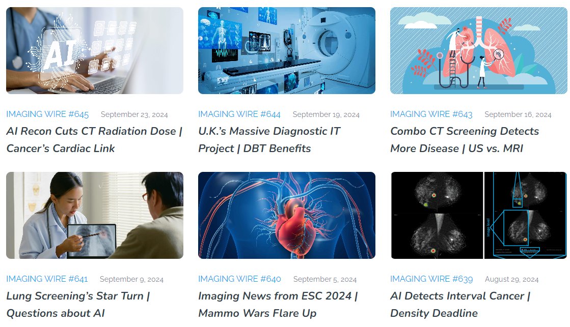 Issue 645 of The Imaging Wire is live: 

- AI Reconstruction Cuts CT Radiation Dose 
- Cancer’s Link to Heart Disease
- Journal Publishers in Hot Seat
- Ultrasound Predicts Atherosclerosis
- What Do Referring Physicians Want?

Read more at buff.ly/4ebUeFf

#radiology