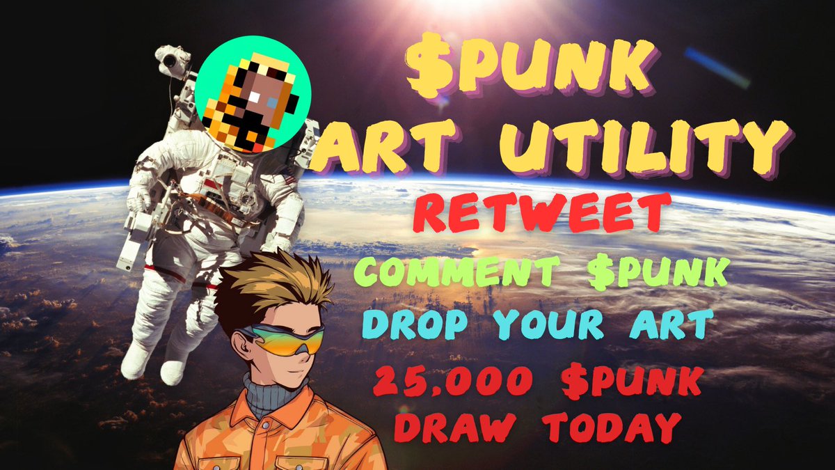 Announcement 🔥🔥🔥
Bringing Art Utility to $PUNK 

Gamified art giveaways while promoting artists utilizing $PUNK being built!

Buying art on all chains! 

❣️Comment $PUNK 
❣️Drop your ART 🖼️ 
❣️Retweet 

25,000 $PUNK draw today from retweets 

<a href="/SPUNKmemetoken/">$PUNK memecoin</a> 
MEME + UTILITY