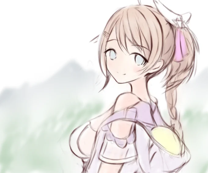 レスレリ1周年だからよこちちレスナちゃん描いてるけど衣装と髪が複雑すぎて萎えてる。描かせる気無いでしょこれ 