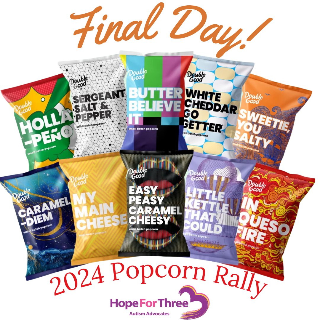 Hope_for_three's tweet image. Last chance to pop for a cause! It’s the final day of our Popcorn Rally—every kernel counts, so order now and support families in need!
Shop here:popup.doublegood.com/s/2udl7m29
.
.
.
#PopForHope #EveryKernelCounts #hopeforthree #popforacause #doublegood #doublegoodpopcorn #popcornrally