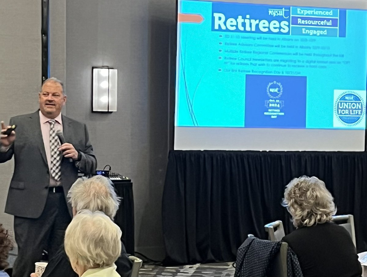 clearypm's tweet photo. Thank you @NYSUT2VP for sharing valuable information and insights with #UnionStrong #UnionforLife retirees from @nysut RC-7 in Syracuse! https://t.co/V7Py5WDnQp
