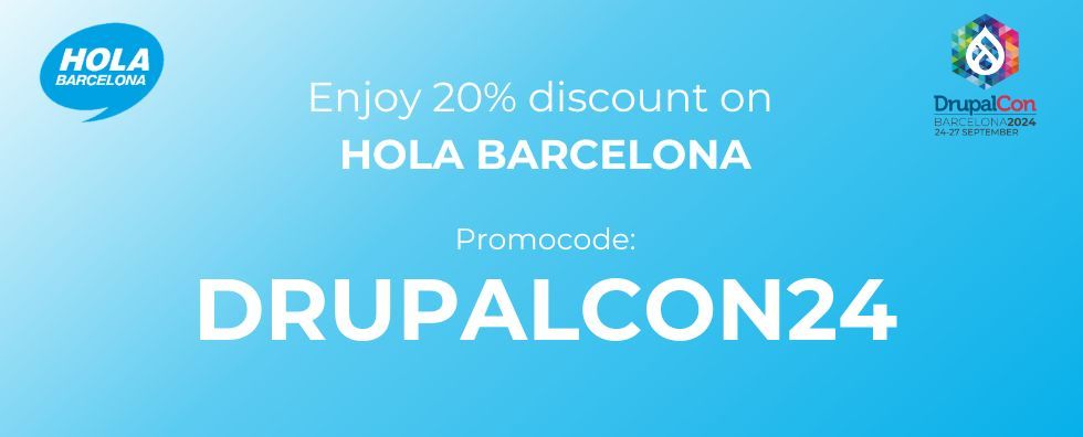 DrupalConEur's tweet image. Use code DRUPALCON24  to receive a 20% discount on public transport tickets from the Hola Barcelona website!

This offer is valid until September 30th. Grab your tickets and enjoy the city sustainably! 💚🚉 #HolaBarcelona #SustainableActionsAtDrupalCon