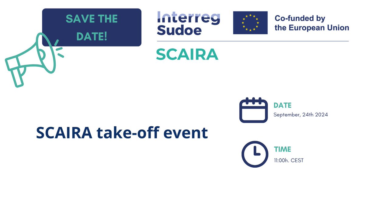 CTAndaluciaENG's tweet photo. 📣 Don't forget! 
TOMORROW is the launch event of our #EUproject @Interreg_SCAIRA 🚀.
😉 Don't miss it!

📅September, 24th
💻Online
🗣️Language: English
✍️ Registration: https://t.co/7tNXPjgqVT

#CEEIM
#CARO
#SOLTENA
#HIESE https://t.co/hiGLEku5sH