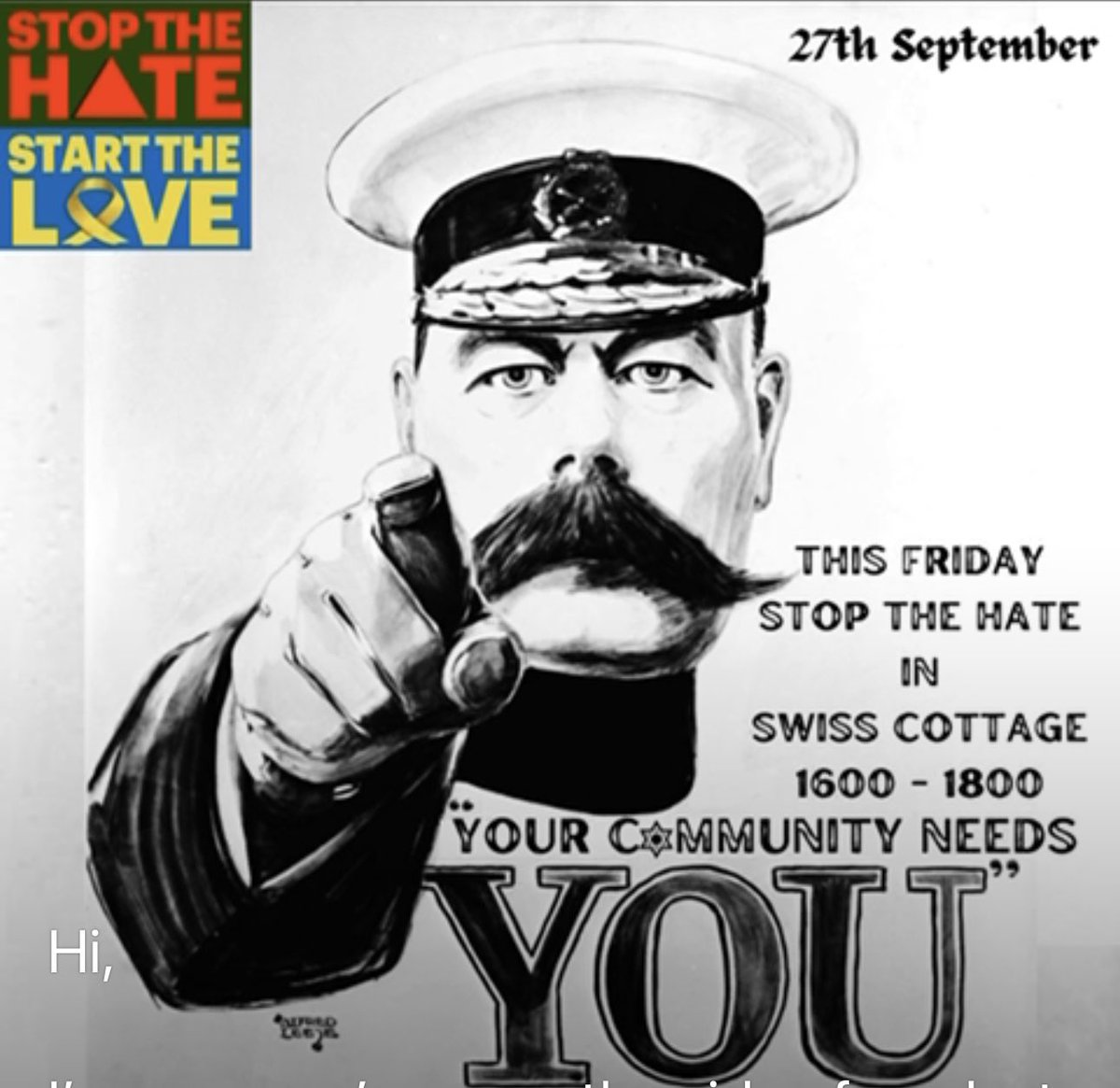 Your Country Needs You. To stand up for our Jews. 
This Friday the Jewish community in North London are coming together between 4pm and 6pm, at the library Swiss Cottage London NW3 5EL, to stand against Jew hate and terror support. Will you stand in solidarity with them?