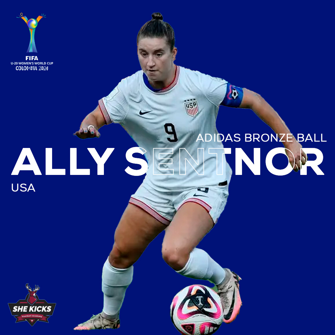 🥉 Ally Sentnor wins the adidas Bronze Ball at #U20WWC! USA’s captain scored 3 goals, including the opener in the third-place win over the Netherlands. 🇺🇸⚽ #FIFA #WomensFootball