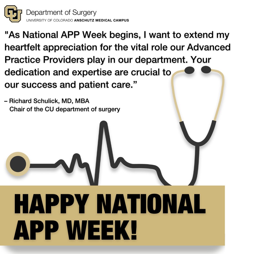 CUDeptSurg's tweet image. Stay tuned as we highlight our amazing APPs throughout the week! 
#APPWeek #ImproveEveryLife