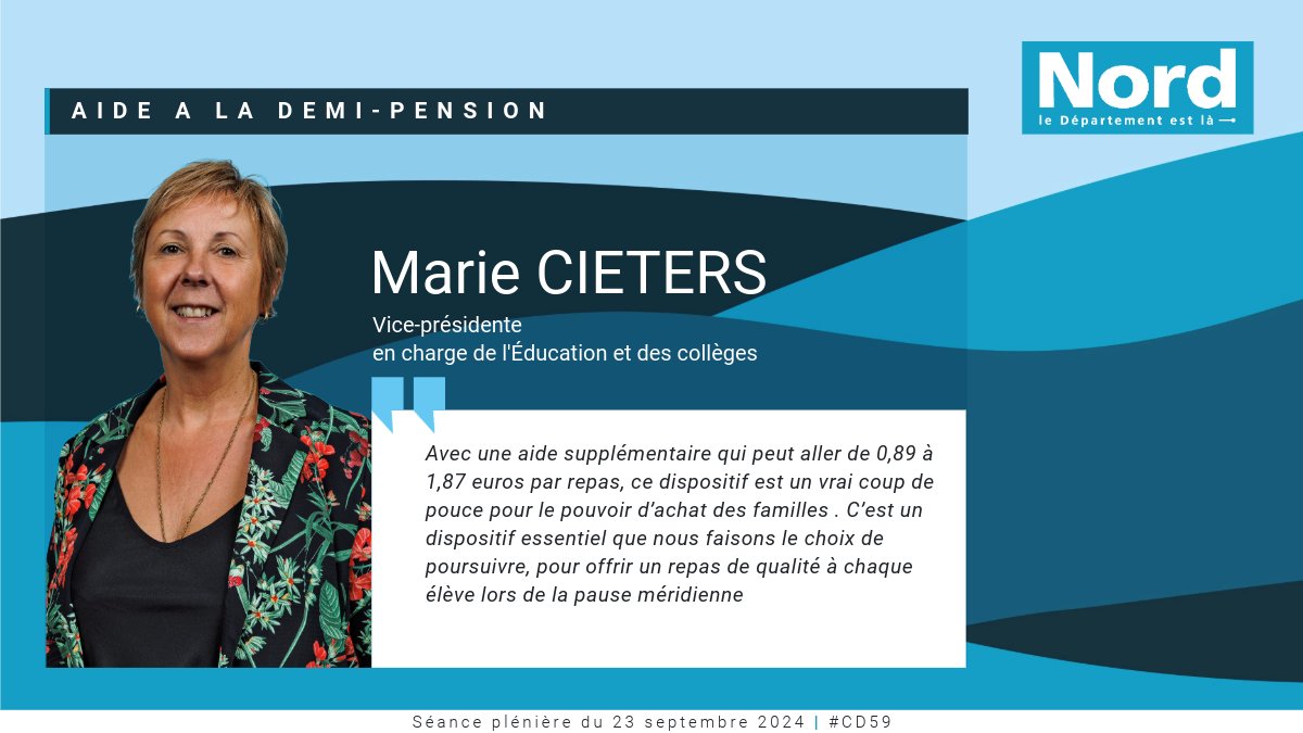 #cd59 Le saviez-vous ? Le coût moyen d’un repas dans les collèges du Nord est de 10 €. Le Département en finance en moyenne 69% de ce coût pour l’ensemble des familles, ramenant le prix moyen du repas à 3,10 euros.

Sous conditions de ressources, l’aide à la demi-pension permet