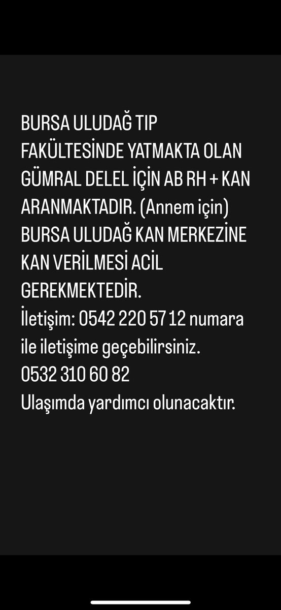 Öğretmen arkadaşımızın annesi için kan lazım