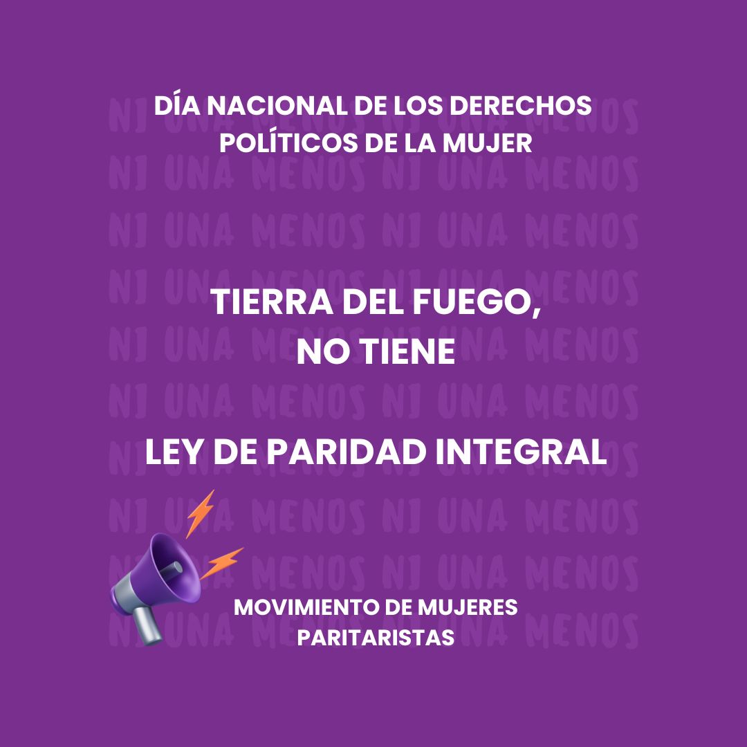 En el Día de los Derechos Políticos de las Mujeres, quiero recordar que: #TierraDelFuegoAIAS continúa sin #LeyDeParidadIntegral 
🧵