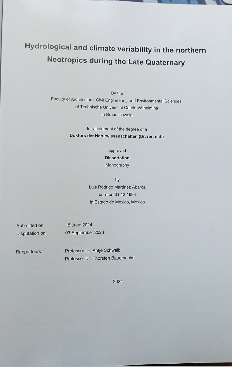 Rodrigo Martínez-Abarca (@rodrigo37708943) on Twitter photo Finally my PhD thesis is here! 🤩 These pages are full of stress and nerves but full of happiness and satisfaction! Thanks <a href="/tuBraunschweig/">TU Braunschweig</a> for helping me achieve one of my biggest goals ❤️
Thanks to all the institutions involved <a href="/icdpDrilling/">ICDP</a> <a href="/CSDFacility/">CSD Facility</a> <a href="/dfg_public/">DFG public | @dfg_public@wisskomm.social</a> <a href="/PAGES_IPO/">Past Global Changes</a> Finally my PhD thesis is here! 🤩 These pages are full of stress and nerves but full of happiness and satisfaction! Thanks <a href="/tuBraunschweig/">TU Braunschweig</a> for helping me achieve one of my biggest goals ❤️
Thanks to all the institutions involved <a href="/icdpDrilling/">ICDP</a> <a href="/CSDFacility/">CSD Facility</a> <a href="/dfg_public/">DFG public | @dfg_public@wisskomm.social</a> <a href="/PAGES_IPO/">Past Global Changes</a>