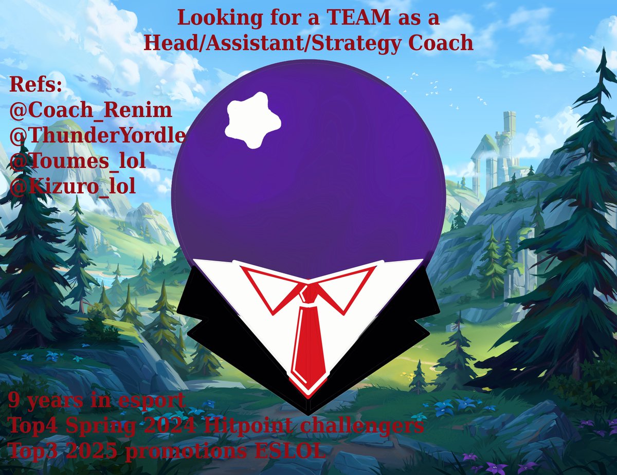 Václav BlueBerry Myška (@vaclav_myska) on Twitter photo After ending top3 in ESLOL promotions with <a href="/AuroraGamingBE/">Aurora</a> I am looking for a new team for the Spring split
Work samples upon request
Contact me on Discord (blueberry551)
🔄and ♥️ are highly appreciated
REFS: <a href="/Coach_Renim/">Retiveo</a> <a href="/Kizuro_lol/">Adam Pokorný</a> <a href="/Toumes_lol/">Tomáš Svoboda</a> <a href="/ThunderYordle/">Thunder Yordle</a> and my ex team8s After ending top3 in ESLOL promotions with <a href="/AuroraGamingBE/">Aurora</a> I am looking for a new team for the Spring split
Work samples upon request
Contact me on Discord (blueberry551)
🔄and ♥️ are highly appreciated
REFS: <a href="/Coach_Renim/">Retiveo</a> <a href="/Kizuro_lol/">Adam Pokorný</a> <a href="/Toumes_lol/">Tomáš Svoboda</a> <a href="/ThunderYordle/">Thunder Yordle</a> and my ex team8s