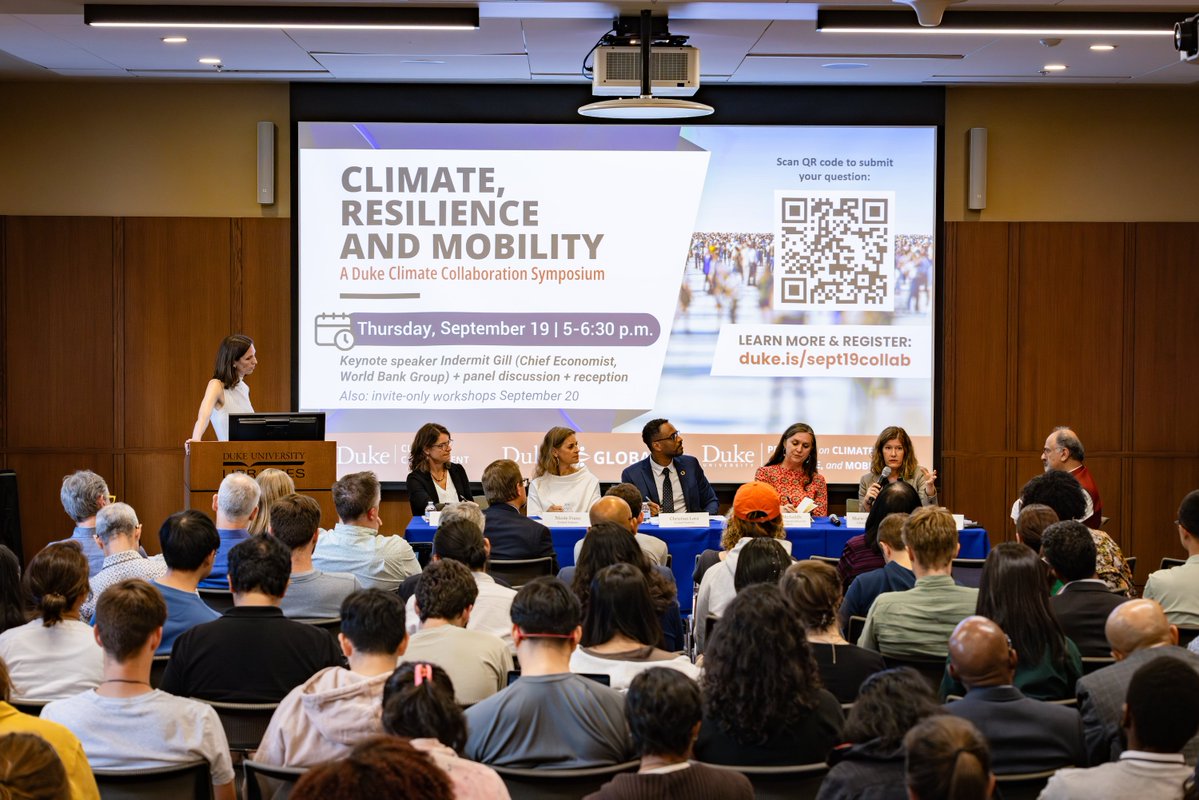 DukeDCID's tweet photo. Duke Climate Collaboration Symposium calls for a collective, multifaceted response to climate change that bridges disciplines, sectors &amp; perspectives.

@IndermitGill (@WorldBank) stresses need for a shift away from infrastructure-heavy solutions.

Recap➡️https://t.co/U71wExRn7f https://t.co/DtgAkxpeFq