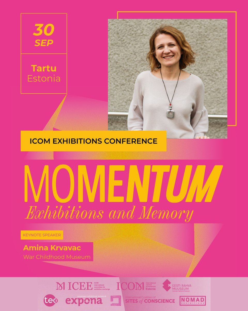 WCMsarajevo's tweet photo. We're excited to share that Amina Krvavac, Executive Director of the War Childhood Museum, will be delivering a Keynote Speech at Momentum: Exhibitions and Memory in Tartu, Estonia.

🔗Find more information here: https://t.co/aTzdkB7sqD

@ICEE_ICOM @ERMnow #Momentum2024 #WCM https://t.co/0zns85w0bI