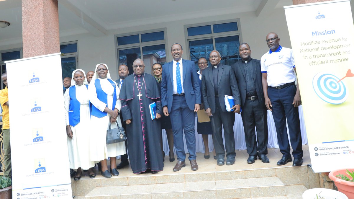 URA_CG's tweet photo. Thank you to His Grace Archbishop Paul Ssemogerere for the warm welcome this afternoon. I am grateful for our strong partnership with him and the Catholic Church in raising tax education awareness. Together, we aim to build a culture of tax compliance that drives national development and uplifts our communities.