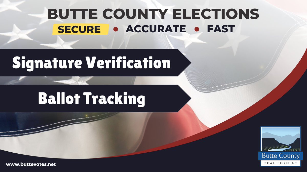 buttevotes's tweet image. Elections in @CountyofButte are made secure, in part due to Signature Verification and Ballot Tracking.

You can track your ballot here: State of California (ballottrax.net)