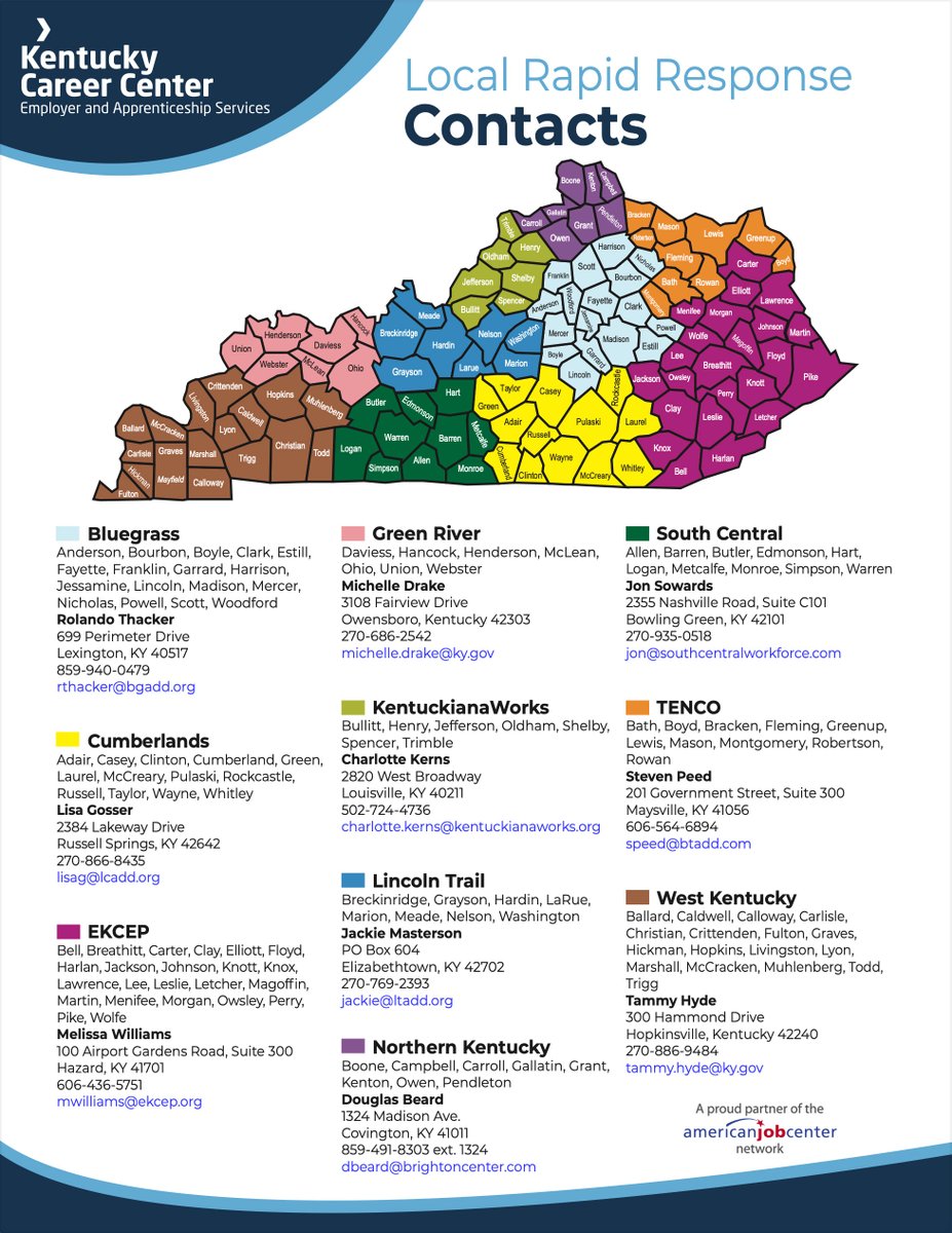 𝗘𝗠𝗣𝗟𝗢𝗬𝗘𝗥𝗦
Kentucky has local response teams to assist businesses in addressing layoffs and plant closings by quickly coordinating services and providing immediate aid to companies and their affected workers. 

Learn more at: kyworks.ky.gov/Services/Pages…