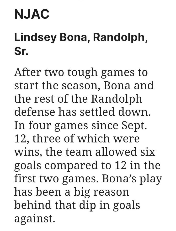 Big shoutout to this kid! Field Hockey: Defensive Players of the Week for 9/20 #waytogoLindsey! #proudaunt