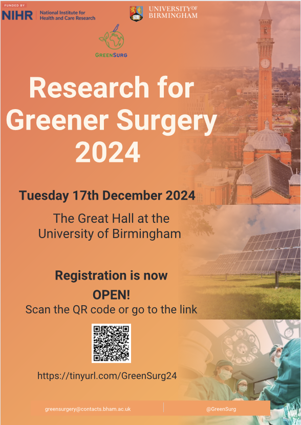 The event is 'day-trippable', with a 1000 start and a 1600 finish (breakfast session and drinks wraparound)

Don't miss out, register today! Registration is FREE (with refundable deposit) ➡️ tinyurl.com/GreenSurg24 

We look forward to seeing you in Birmingham in December 🙌

4/4