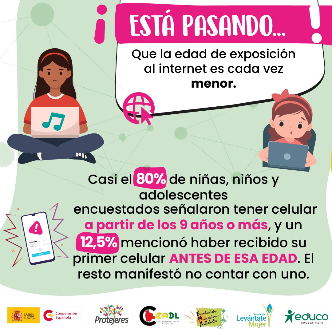 Hoy es el #DiaContraLaExplotacionSexual.  ¿Sabes lo que #EstáPasando con las niñas, niños y adolescentes en el mundo digital? y ¿a qué riesgos se exponen?  Te lo contamos a partir de esta encuesta realizada en 11 países de Latinoamérica ⤵️ #GroomingLatam #Protejeres
<a href="/AECIDBOLIVIA/">AECID BOLIVIA</a>