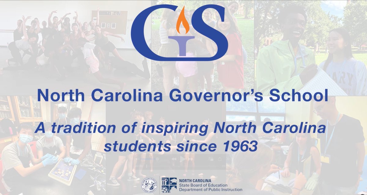 Application period for 2025 NC Governor's School now open! Learn more about student life, courses, more: go.ncdpi.gov/45bmz.

Connect with your school counselor to learn about the application process. Check out student highlights from 2024 session - go.ncdpi.gov/258ps.