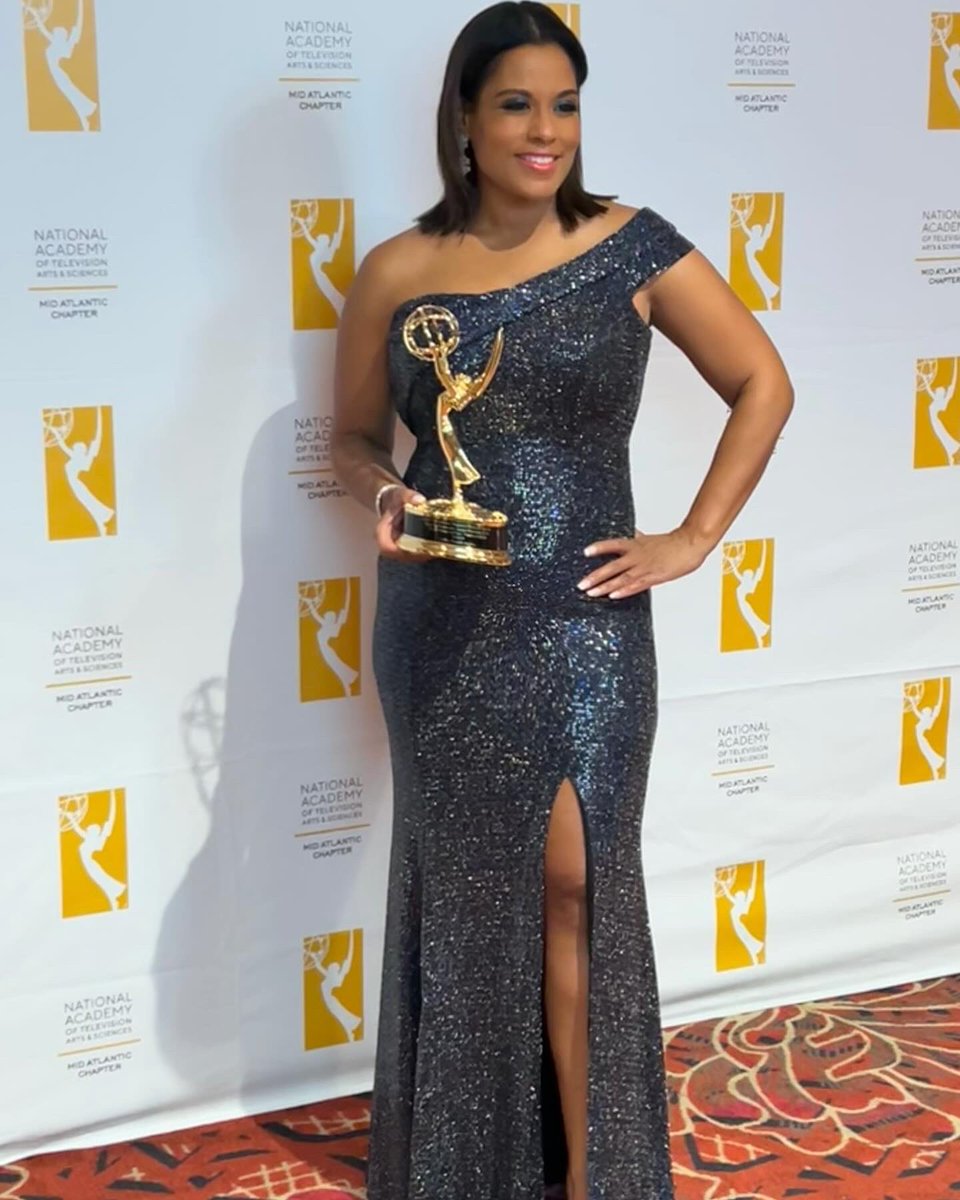 ShibaRussell's tweet photo. My first Emmy with my @FOX29philly family, and it truly felt like the first in my long career. The icing on top of winning Best Newscast for our 5pm news was celebrating the win with two colleagues who had never won before. Their joy brought me so much joy. Go team! 🏆🍾 https://t.co/NYXWXvLo92