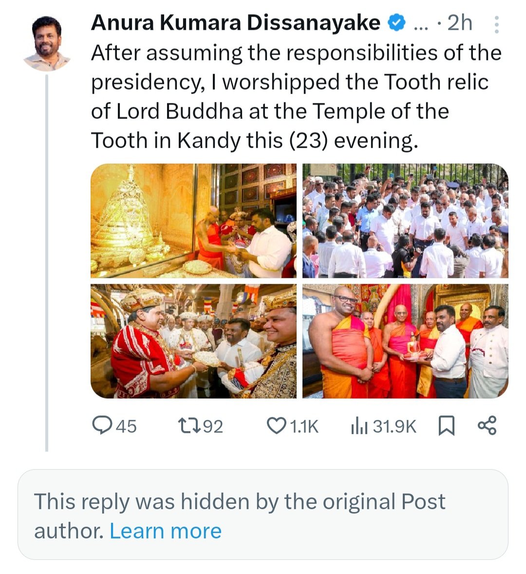 SayuriYuri20's tweet image. All I did was point out an error and the new President hid my comment 🥲 #systemchange