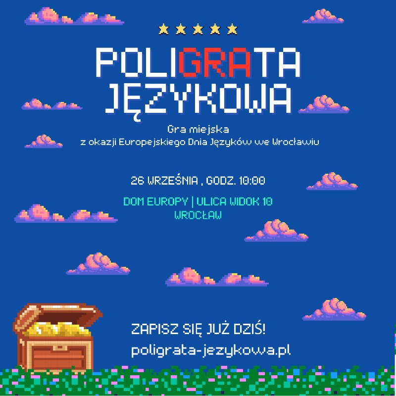 EUinWroclaw's tweet photo. To ostatni moment, żeby zapisać się na "poliGRAtę językową", czyli grę miejską z okazji Europejskiego Dnia Języków, na którą zapraszamy w czwartek wraz @Europarl_PL i @uniwroc

↓ Zgłoś swój udział!

#EuropejskiDzieńJęzyków #EDLangs🇪🇺