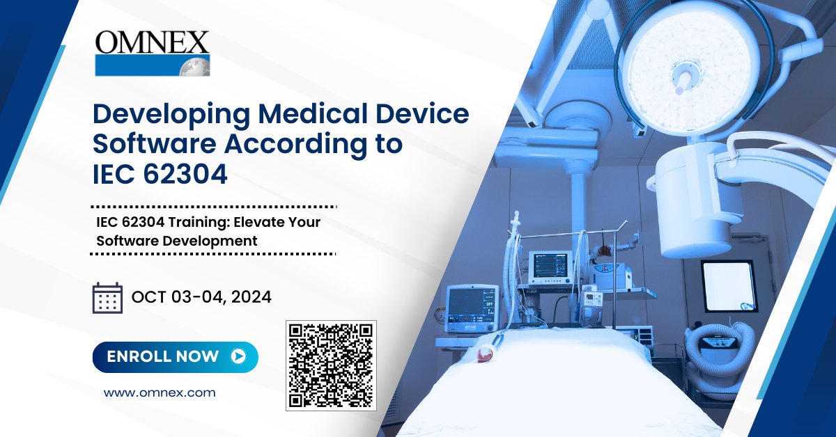 omnexglobal's tweet image. Ensure Compliance with IEC 62304 – Medical Device Software Training

Developing Medical Device Software According to IEC 62304
Date: Oct 03-04, 2024
Enroll Now: hubs.li/Q02QKCkf0

#medicaldevicesoftware #IEC62304 #softwaretraining #medicaltechnology #medicaldeviceindustry
