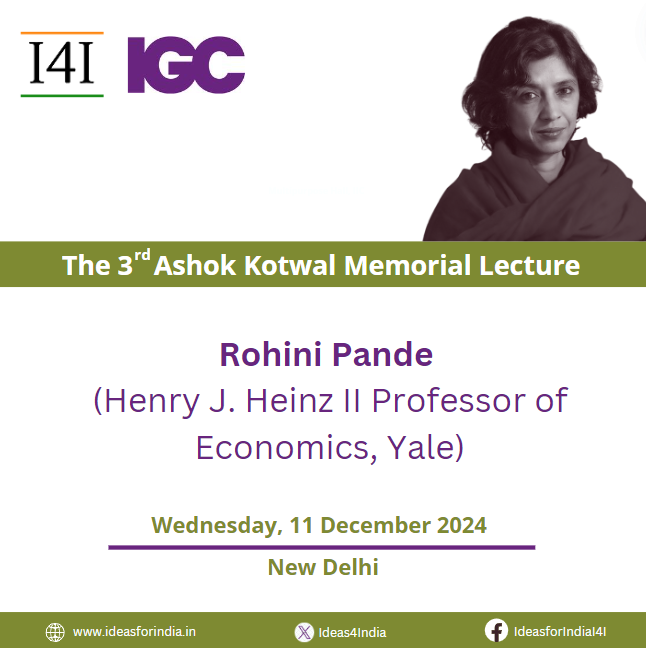 International Growth Centre (@the_igc) on Twitter photo <a href="/LSEEcon/">LSE Department of Economics</a> <a href="/AshokaUniv/">Ashoka University</a> <a href="/FGVRI/">FGV Relações Internacionais</a> <a href="/Stanford/">Stanford University</a> <a href="/YaleEGC/">Yale Economic Growth Center</a> <a href="/I4I_Hindi/">I4I: Ideas for India - हिन्दी</a> Rohini Pande will also be speaking at the third annual <a href="/Ideas4India/">Ideas for India</a> Ashok Kotwal Memorial Lecture ⏬
🗓️ Wednesday, 11 December 2024.
Stay tuned for more information. <a href="/LSEEcon/">LSE Department of Economics</a> <a href="/AshokaUniv/">Ashoka University</a> <a href="/FGVRI/">FGV Relações Internacionais</a> <a href="/Stanford/">Stanford University</a> <a href="/YaleEGC/">Yale Economic Growth Center</a> <a href="/I4I_Hindi/">I4I: Ideas for India - हिन्दी</a> Rohini Pande will also be speaking at the third annual <a href="/Ideas4India/">Ideas for India</a> Ashok Kotwal Memorial Lecture ⏬
🗓️ Wednesday, 11 December 2024.
Stay tuned for more information.