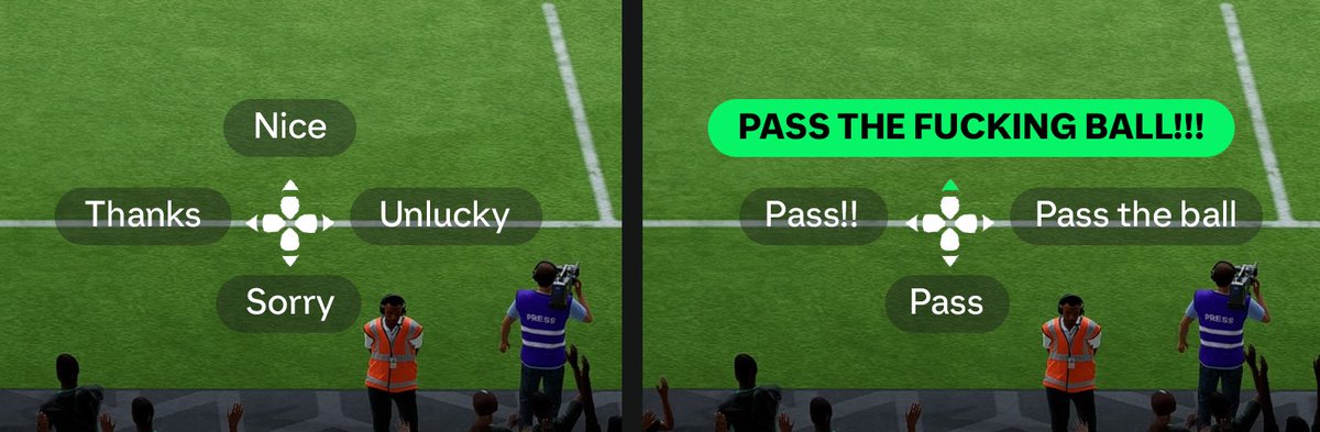 FUTCONCEPTS's tweet image. The message options EA gave us for Rush vs what we need ๐๐ญ๐ญ