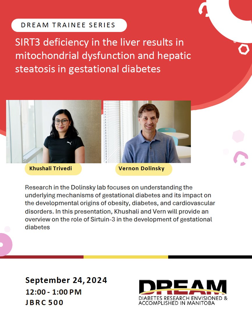 DREAM Trainees (@dream_trainees) on Twitter photo 🚨🚨 Join us tomorrow 12-1 PM in 500 JBRC to hear <a href="/VernDolinsky/">Vern Dolinsky</a> and <a href="/khushali_triv/">khushali trivedi</a> tell us about SIRT3 deficiency in the liver and its impact on mitochondrial dysfunction and hepatic steatosis in gestational diabetes! 🚨🚨 #DREAM #diabetes <a href="/DREAM_diabetes/">DREAM_Theme</a> 🚨🚨 Join us tomorrow 12-1 PM in 500 JBRC to hear <a href="/VernDolinsky/">Vern Dolinsky</a> and <a href="/khushali_triv/">khushali trivedi</a> tell us about SIRT3 deficiency in the liver and its impact on mitochondrial dysfunction and hepatic steatosis in gestational diabetes! 🚨🚨 #DREAM #diabetes <a href="/DREAM_diabetes/">DREAM_Theme</a>
