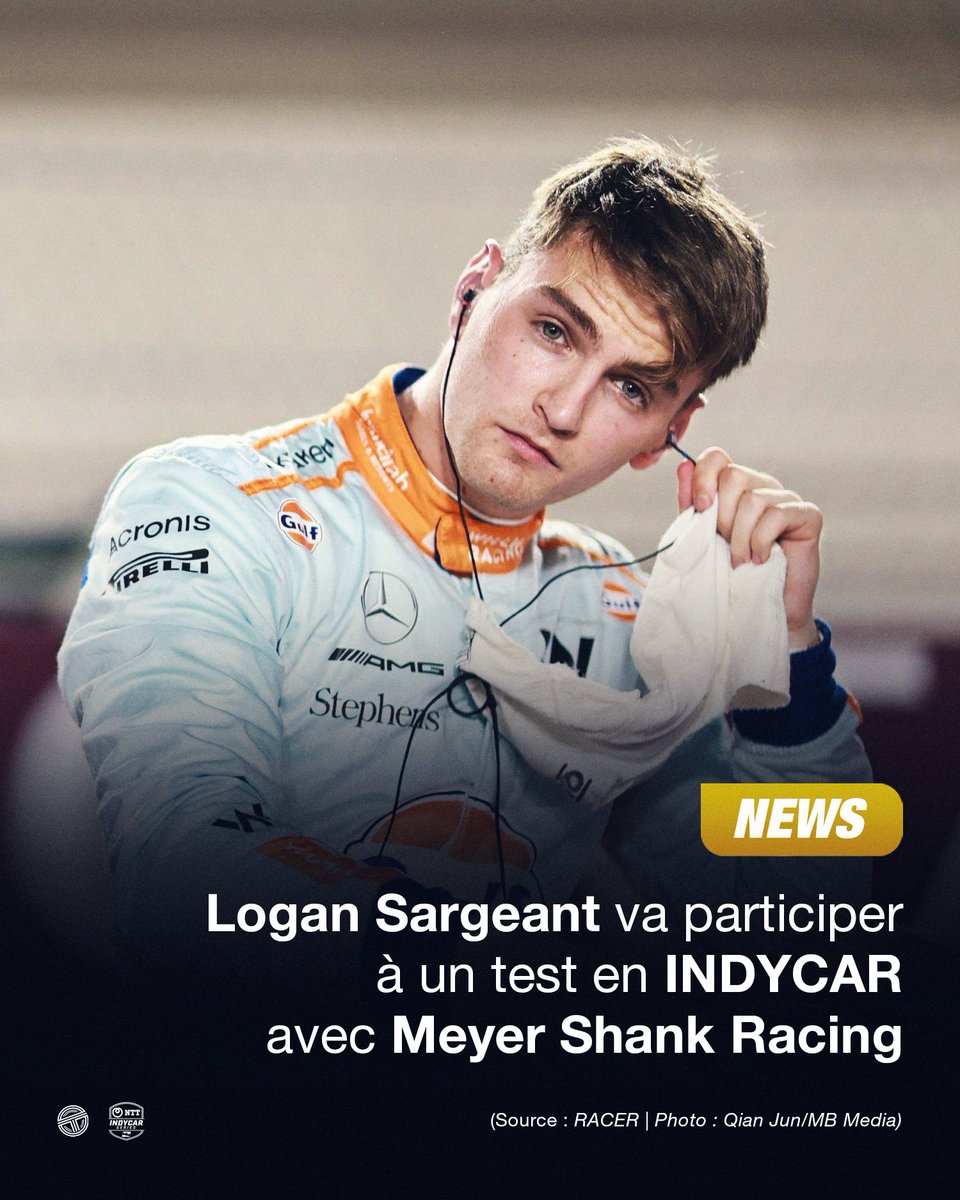 TearOffFR's tweet photo. 🟡 Logan Sargeant va passer un test d'INDYCAR avec Meyer Shank Racing le 19 novembre prochain ! 👀

L'équipe a confirmé au média @RACERmag qu'elle "profiterait de sa dernière journée de test" pour évaluer Logan Sargeant sur le Thermal Club en Californie.

On apprend notamment que le manager du pilote américain avait anticipé un éventuel limogeage de Williams cette saison en "contactant plusieurs équipes d'INDYCAR au cours des derniers mois." 🗣️

#INDYCAR