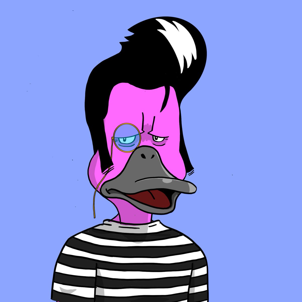 hystiebeans's tweet image. I am now not just a @NoncoDucks but a duck who dons a #Monocle – now just stay off my blue suades...