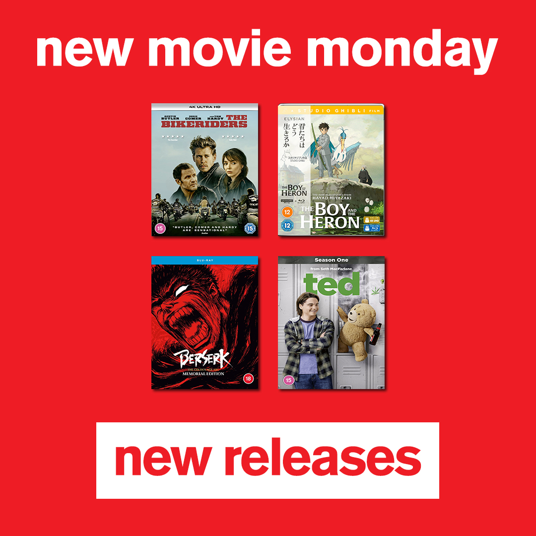 Releases out today:

• #TheBikeriders - Our new #foppfilmofthemonth
• #TheBoyAndTheHeron
• #Berserk: The Golden Age Arc
• #Ted - Season One

#gettofopp