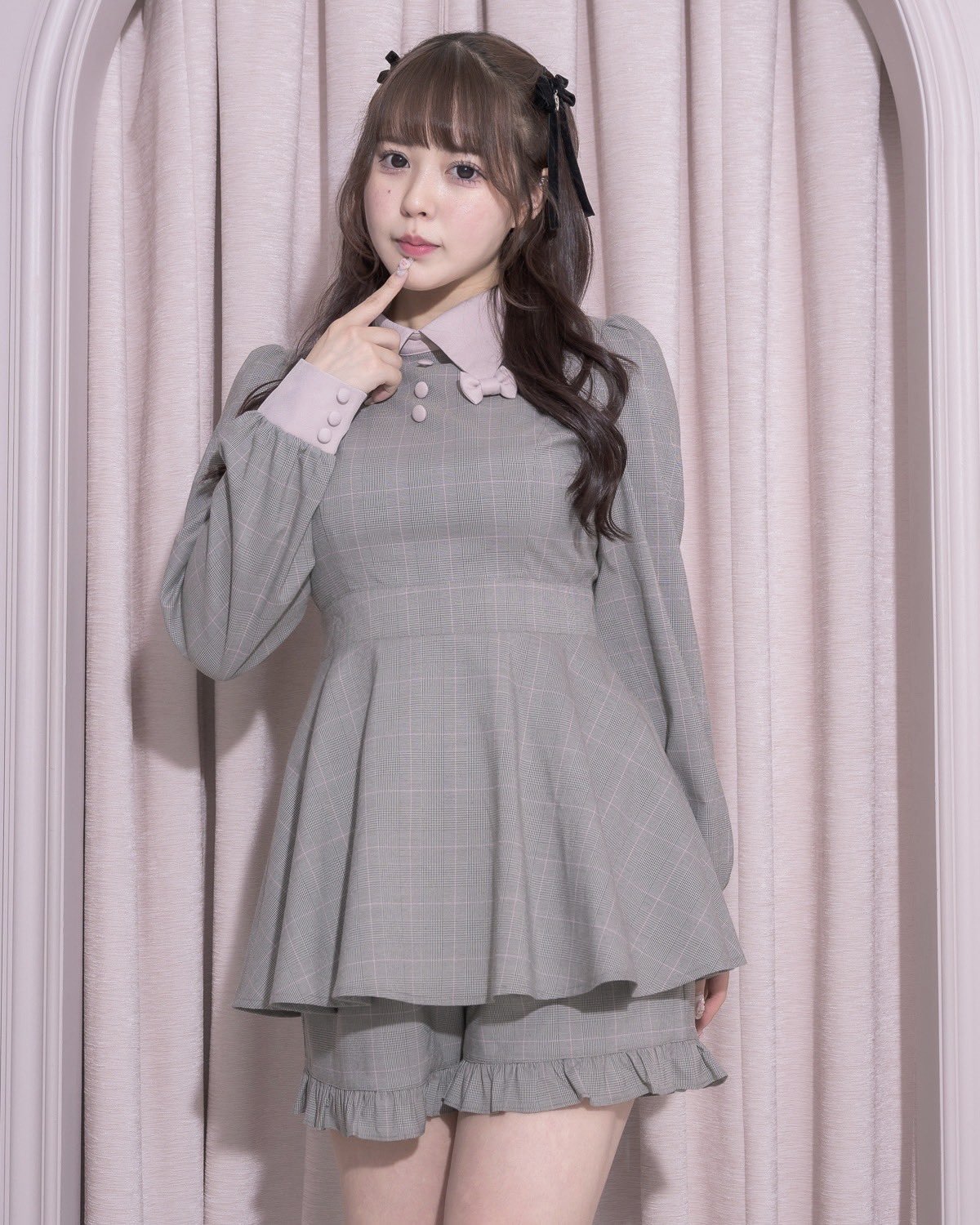 piumリボンカラー半袖セットアップ piumリボンカラーセットアップ