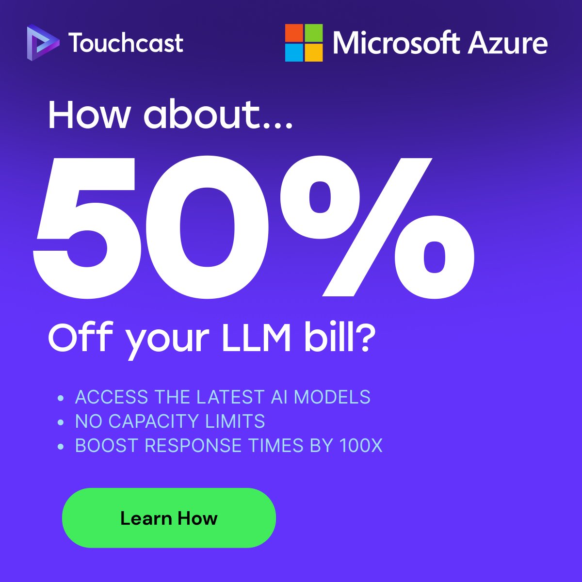💡 Imagine scaling AI faster, smarter—and at half the cost! 💡

Touchcast is making it happen. Slash your LLM costs by 50% with response times 100x faster🚀

It’s not just savings, it’s about unlocking new possibilities for your business.

Discover more: touchcast.com/cogcache?utm_s…