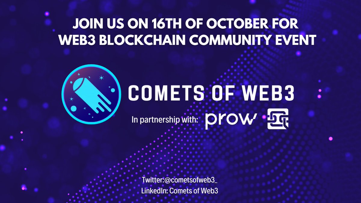 cometsweb3's tweet photo. Timisoara here we come! π
On 16th of October all the #Web3 and #Blockchain experts are meeting at @cometsofweb3_ Community Event, part of #ProwConference!
Join us! Registration link in comments π https://t.co/cgFd1a5k34