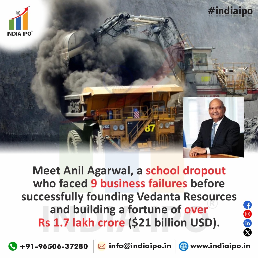 india_ipo1's tweet photo. 💼🔥 Meet Anil Agarwal, a school dropout who turned obstacles into opportunities!
#indiaipo #ipo #iponews #smeipo #mainlineipo #bse #nse #sebi #rbi #AnilAgarwal #Vedanta #Vedantagroup #VedantaResources #successstory #BusinessNews #entrepreneur #businessleadership #businessgrowth https://t.co/RUR6CrSBX3