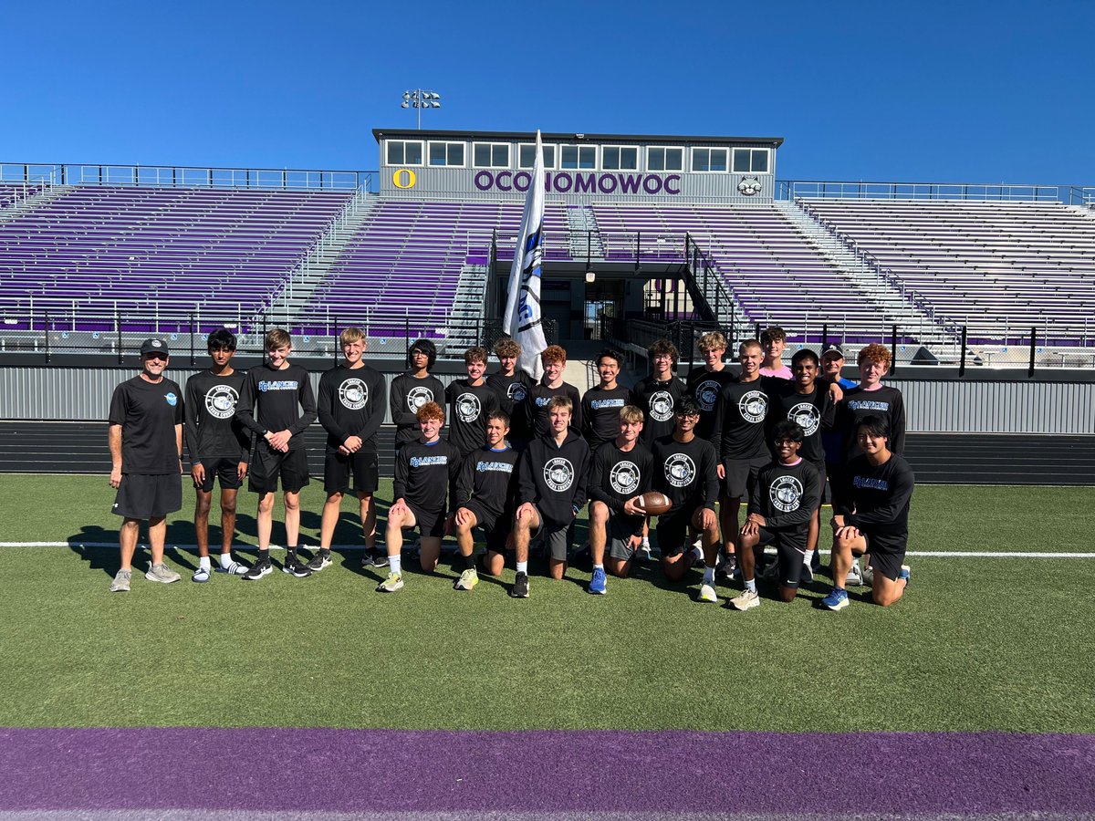 bchs_xc's tweet photo. The tradition continues. The Lancers ran the game football the 23 miles from Oconomowoc HS to BC to hand the ball off to the officials before the game. https://t.co/x7lnBpA5vz