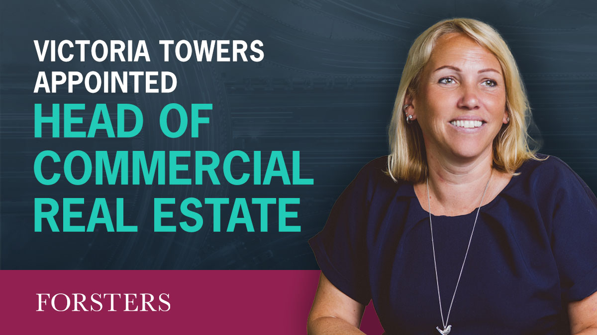 We are thrilled to announce the appointment of Victoria Towers as the new Head of Commercial Real Estate at Forsters LLP.

Join us in congratulating Victoria on this well-deserved appointment.
Read the full press release here:
forsters.co.uk/news/news/fors…