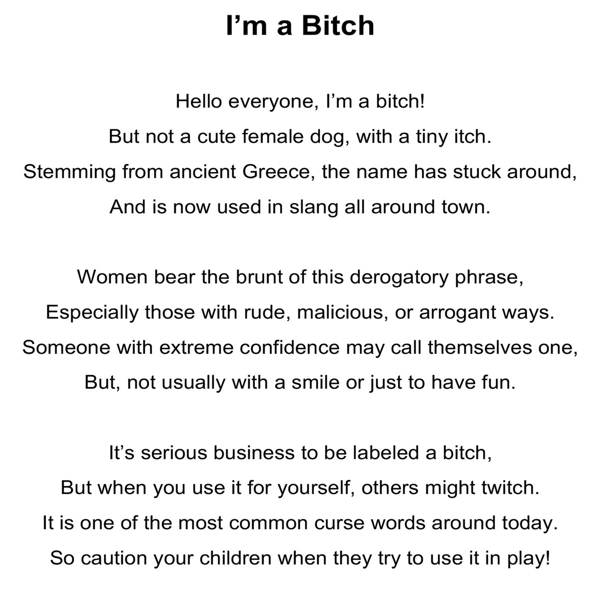 SarantosMelogia's tweet photo. Check out the new poem I wrote called “I'm a bitch” released worldwide right now!
https://t.co/gwC0EWy7PG
Sometimes we all act out of line… sometimes I’m a bitch too.
#poem #poems #poemas #poema #poetry #poetrylover #indiepoem #newpoem #toppoems #bestpoem #poemsdaily #originalpoem #bitch #bitchesbelike #bitches #bitchplease #bitchface #bitchy #bitchimmadonna #BitchDontKillMyVibe #bitchbetterhavemymoney #bitchyquotes #bitchs #bitchin #bitchcraft #BitchesAintShit #bitchquotes #bitchez #bitchesbetrippin #bitchycouple #bitchdab #bitchwhere #bitchwhat #bitching #bitchquote #bitchess #bitchesforlife #bitchboobs #bitchbye #bitchbelike #bitchesbrew #bitchimfabulous #music #NewMusic #NewMusicAlert #NewMusicNow #newsong