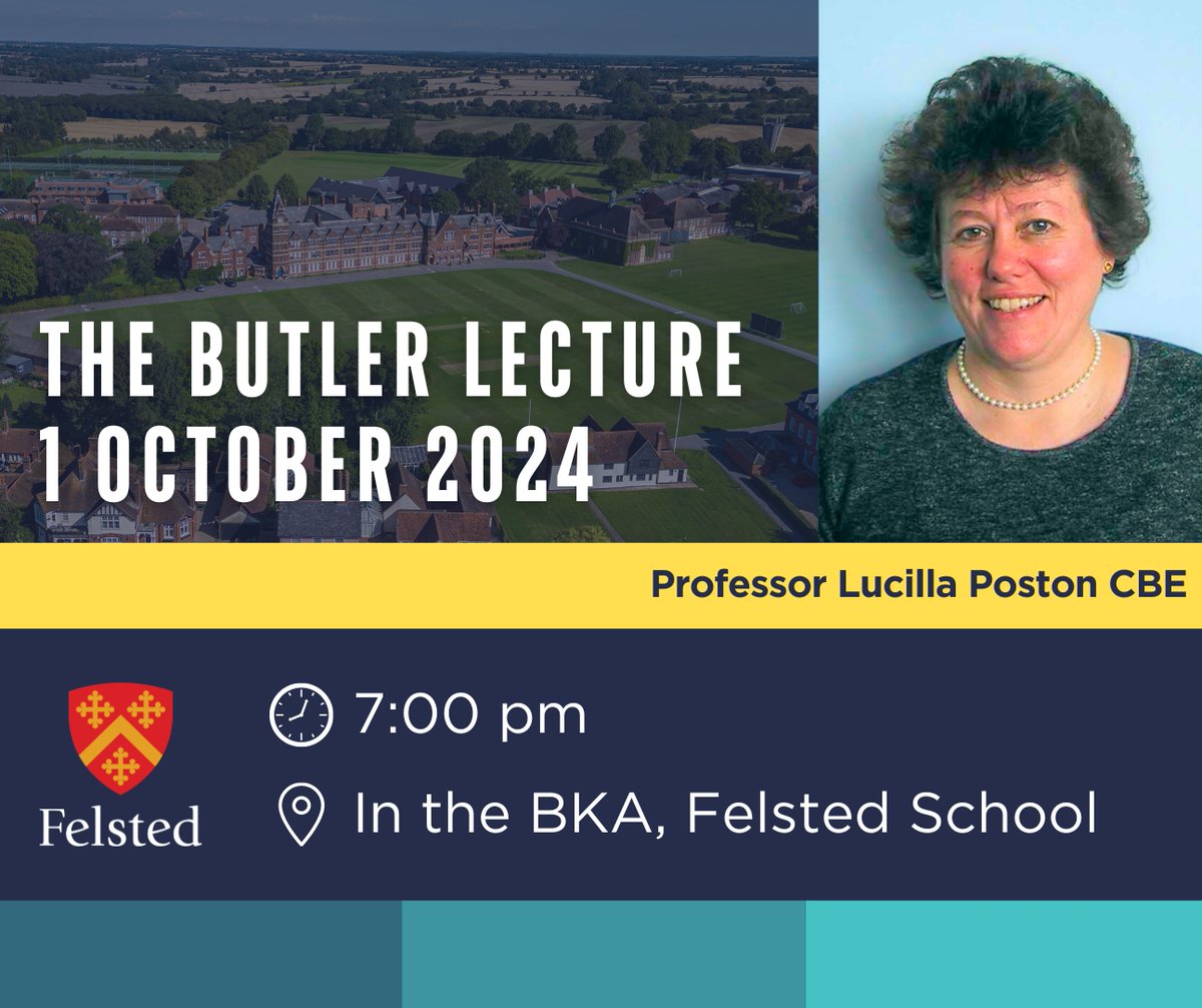 🗣️ We're pleased to host Lucilla Poston CBE, Felsted Governor, Professor of Maternal &amp; Fetal Health &amp; one of the first girls to attend Felsted, for this year's Butler Lecture with a Q&amp;A. #FelstedWelcomes all, read more &amp; book free tickets: bit.ly/Felsted-Butler…
#FelstedInspires