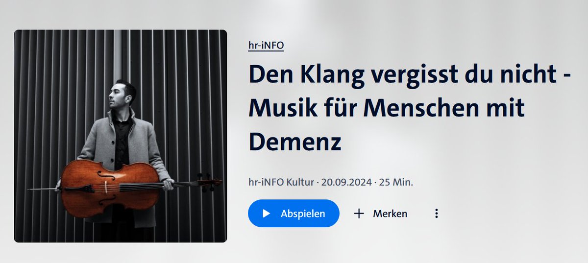 Valentina Tesky über Musik als Schlüssel zur Erinnerung bei Demenzkranken. hr-iNFO Interview.  jetzt anhören!
ardaudiothek.de/episode/hr-inf…

<a href="/goetheuni/">Goethe-Universität</a> <a href="/UK_Frankfurt/">Universitätsmedizin Frankfurt</a> <a href="/PantelJohannes/">Johannes Pantel</a>