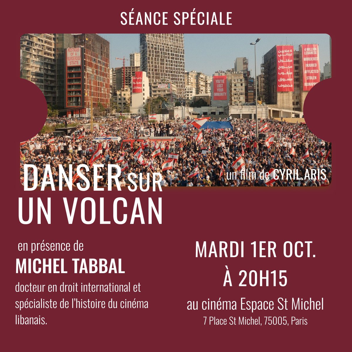 Venez découvrir "DANSER SUR UN VOLCAN", un film réalisé par Cyril Aris, qui sort au cinéma à partir du mercredi 25 septembre.

𝐇𝐨𝐫𝐚𝐢𝐫𝐞𝐬 (𝟐𝟓 𝐬𝐞𝐩𝐭 - 𝟏𝐞𝐫 𝐨𝐜𝐭) :
Tous les jours à 13h00, 16h35, 20h15 (sauf samedi).

✨ Les événements à ne pas manquer 👇