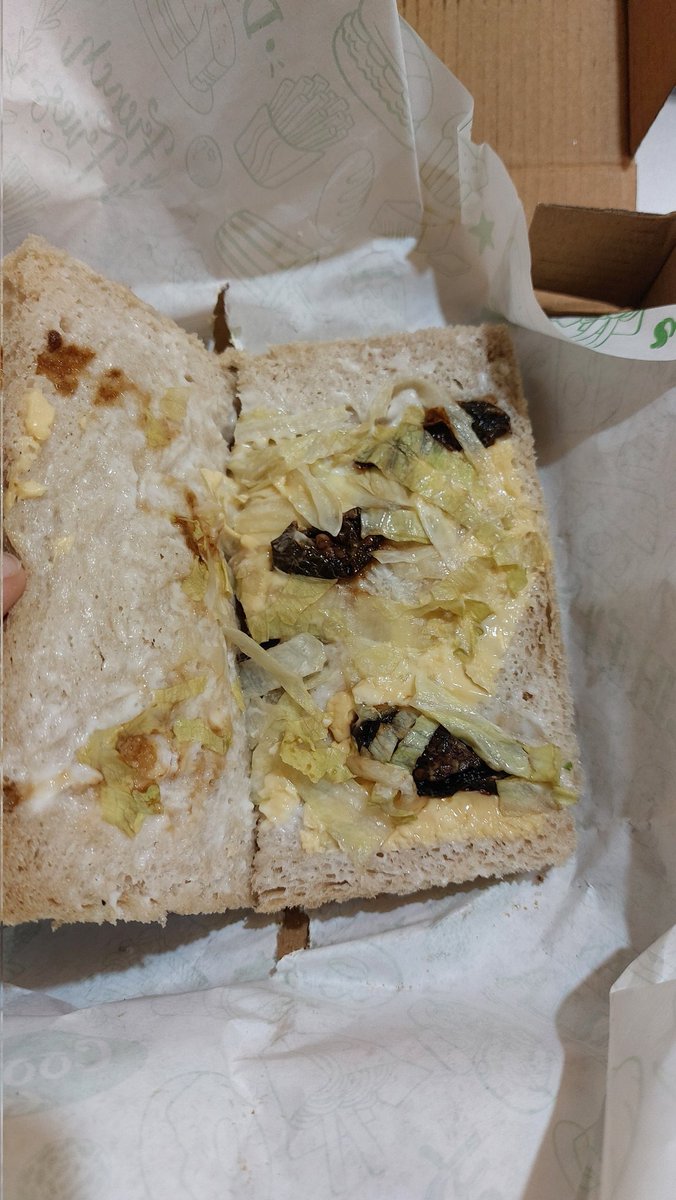 Unnati_W's tweet photo. @zomato I ordered sundried tomatoes and cheese sandwich. I got bread full of mayonnaise and cabbage and 3 tomatoes. When I repeat this you refund me 28.78 rupees. 
How is this fair? https://t.co/RrraMNaOyy