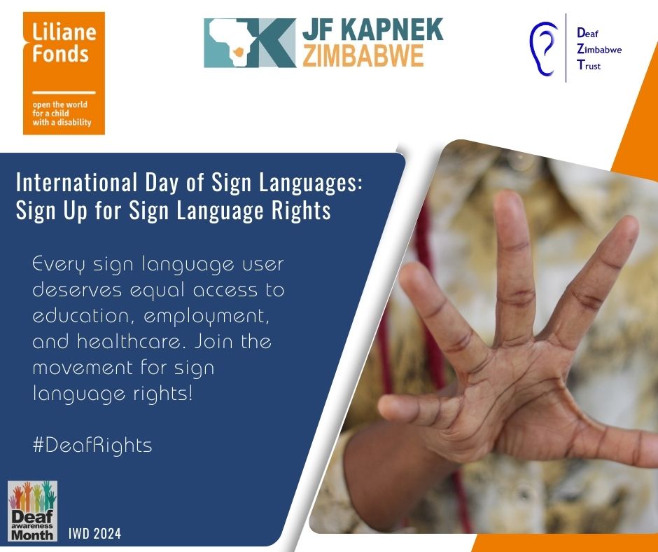 DeafZimTrust's tweet photo. Every sign language user deserves equal access to education, employment, and healthcare. Join the movement for sign language rights! #SignUpForSignLanguageRights #DeafRights 
@jfkapnekzim @lilianefonds @263Chat @3KtvZim @abrahammateta @capitalkfm @ParliamentZim @NkomwaTrust https://t.co/jD0EEBuvNI