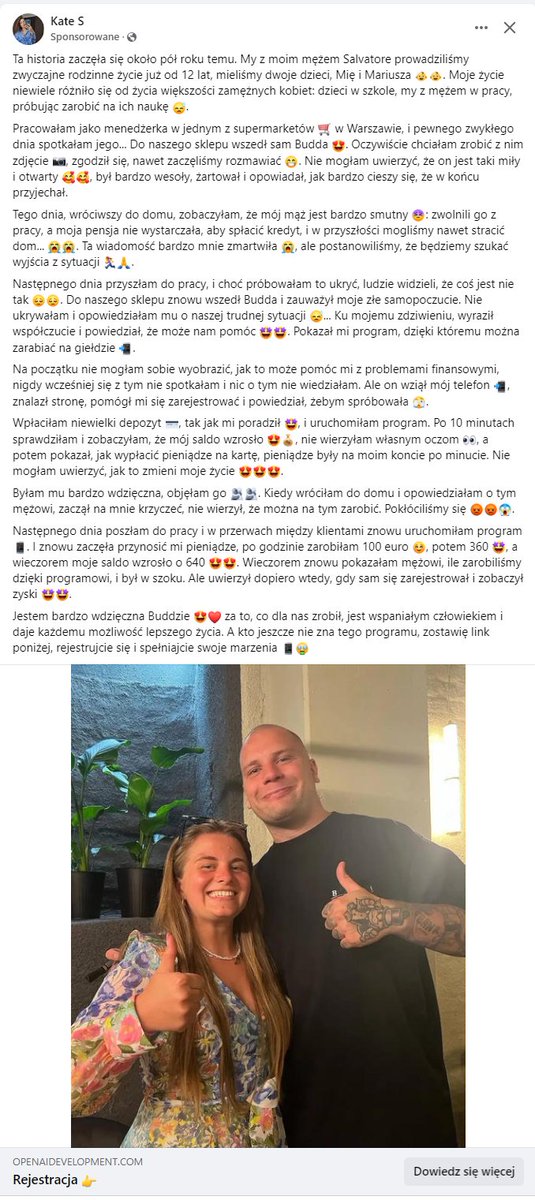getriffsec's tweet photo. Jesteśmy mega ciekawi konwersji z tej reklamy...

Oczywiście to scam:
☑️ Profil pusty, założony w sierpniu
☑️ Zdjęcie profilowe inne niż zdjęcie w poście
☑️ Na stronie wita nas "Zarabiaj 3100 już teraz"
☑️ Jest i Kuba Wojewódzki w testymonialach

#Alert #RSAlert #Scam https://t.co/DyFvLSzgPL