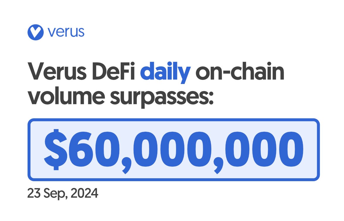 An absolute protocol highlight. 24h protocol-wide volume surpasses $60M.

With block rewards as high as 27 $VRSC (6 VRSC normal coinbase reward) only through on-chain conversions.

Verus is just getting started.